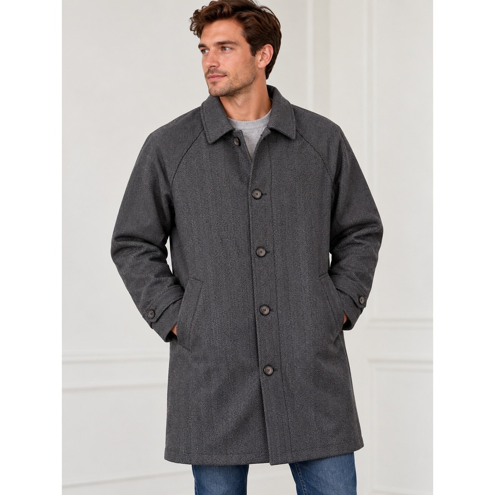 Goodfellow & Co Men's Herringbone Coat Black Gray Button Front Jacket Size Small